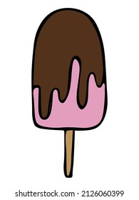 Vector set of hand drawn ice cream illustration isolated on white backgrounds. Cute colorful dessert clipart. For print, web, design, decor, logo.