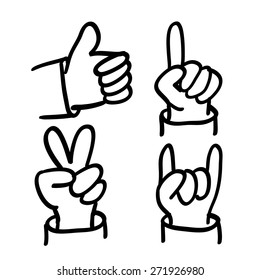 vector set of hand drawn hand icon