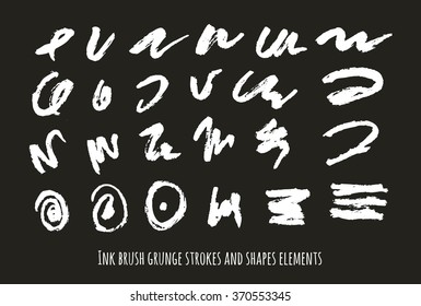 Vector set hand drawn illustration. Ink brush grunge strokes and shapes backgrounds set elements, template for backgrounds or card design 