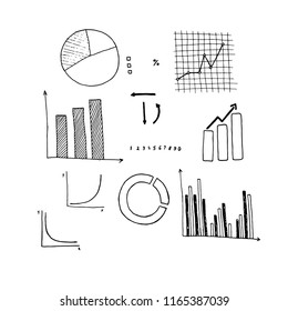 Vector set of hand drawn infographics with graphs and charts. 