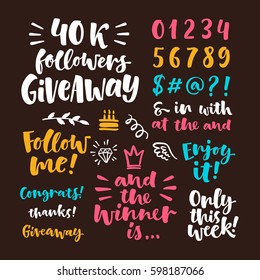Vector set of hand drawn lettering phrase and illustrations. Modern brush calligraphy for store, blogs and social media content. Graphics for invitations, greeting cards, t-shirts, prints and posters