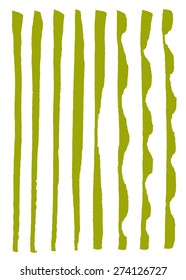 Vector set of hand drawn lines in olive green color. Design elements collection
