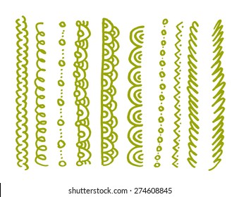 Vector set of hand drawn lines. Collection of graphic design elements