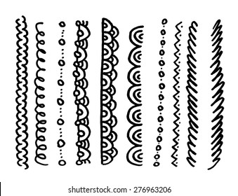 Vector set of hand drawn lines. Collection of graphic design elements