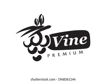 Vector set of hand drawn logos for wine
