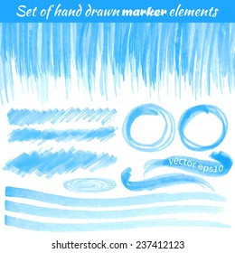 Vector set of hand drawn marker elements. Element for your design.
