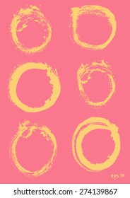 Vector set of hand drawn messy brush grungy circles. Design elements collection