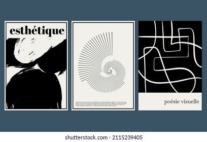 Vector set of  hand drawn  minimalistic placard with illustration. Creative abstract artwork . Template for card, poster, banner, print for t-shirt, pin, badge, patch.