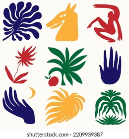 Vector set of hand drawn minimalistic illustration. Creative abstract artwork . Template for card, poster, banner, print for t-shirt, pin, badge, patch.