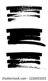 Conjunto vectorial de manchas monocromas dibujadas a mano, trazos y manchas.