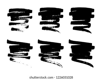 Vector set of hand drawn monochrome grunge smears, strokes and stains.