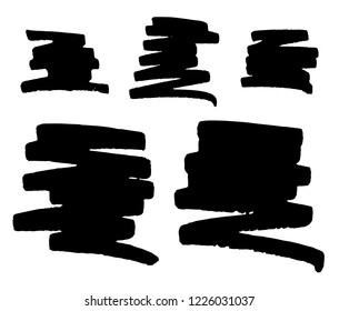 Vector set of hand drawn monochrome grunge smears, strokes and stains.