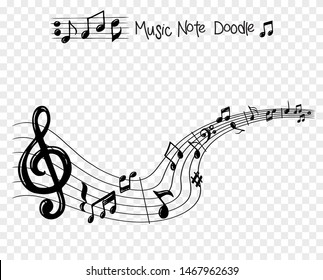 Vector set of hand drawn music notes, vector illustration