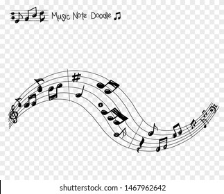 Vector set of hand drawn music notes, vector illustration