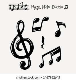 Vector set of hand drawn music notes, vector illustration