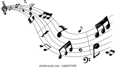 Vector set of hand drawn music notes, vector illustration
