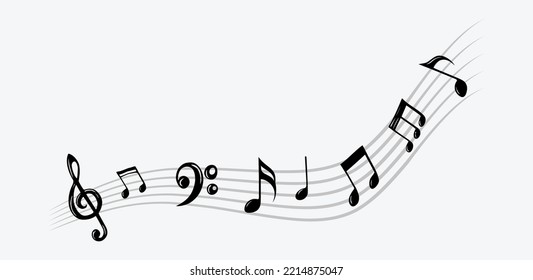 Vector set of hand drawn music notes, vector illustration