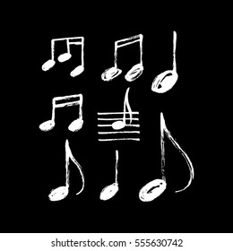 Vector set of hand drawn music notes.
