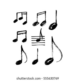 Vector set of hand drawn music notes.