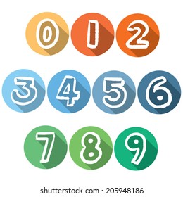 vector set of hand drawn number