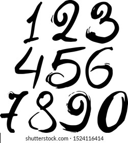 Vector set of hand drawn numbers. Numbers for your design, brush lettering. Isolated on white background