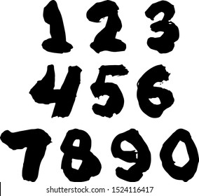 Vector set of hand drawn numbers. Numbers for your design, brush lettering. Isolated on white background