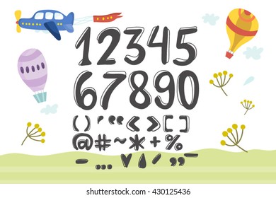 Vector set of hand drawn numbers.