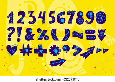 Vector set of hand drawn numbers.
