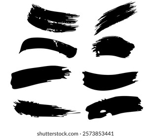 Vector set hand drawn paint brush stroke isolated on white background, Graphic of hand drawn line border and scribble design element and template grunge dark black sketch