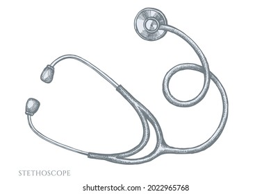 Vector set of hand drawn pastel stethoscope