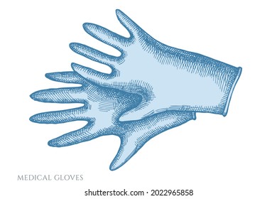 Vector set of hand drawn pastel medical gloves