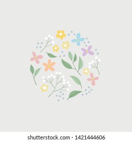 Vector Set of hand drawn plants, leaves and flowers for design card