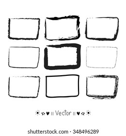 Vector set hand drawn rectangle, felt-tip pen objects. Text box and frames, Illustration EPS10 great for any use.