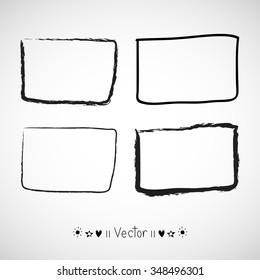 Vector set hand drawn rectangle, felt-tip pen objects. Text box and frames, Illustration EPS10 great for any use.