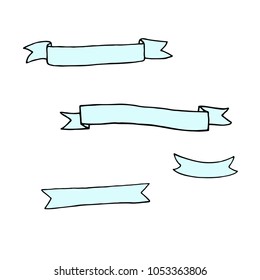 Vector set of hand drawn ribbon banners.