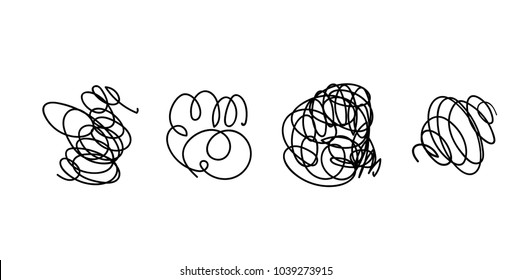 Vector set of hand drawn scribble line shapes. . Set of hand drawn scribble symbols isolated on white. Doodle style sketches. Shaded and hatched badges and bubble shapes. Vector