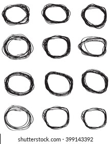 Vector set of hand drawn scribble circles