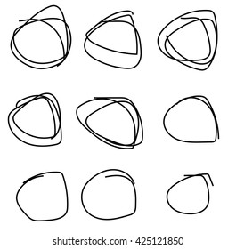 Vector set of Hand Drawn Scribble Circles