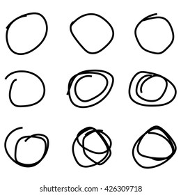 Vector set of Hand Drawn Scribble Circles
