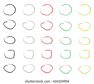 Vector set of Hand Drawn Scribble Circles with different color