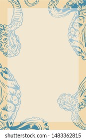 Vector set with hand drawn seafood illustration.