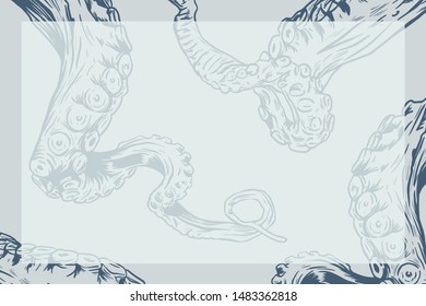 Vector set with hand drawn seafood illustration.