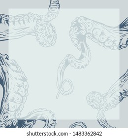 Vector set with hand drawn seafood illustration.