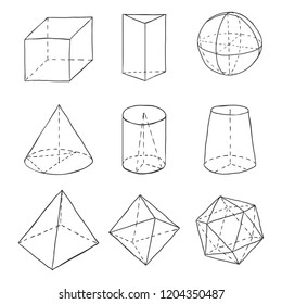 Vector Set of Hand Drawn Sketch Geometry Shapes