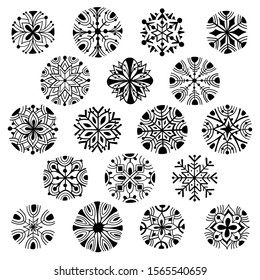 Vector set of hand drawn snowflakes