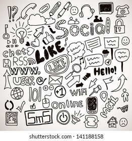 Vector set of hand drawn social doodles