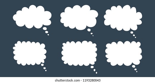 Vector set of hand drawn speech bubbles. Blank empty white speech bubbles. Cartoon balloon word design.