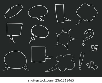Vector set of hand drawn speech bubbles