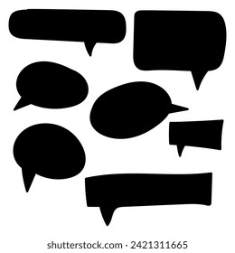 Vector set of hand drawn speech bubbles. Doodle style speaking bubbles isolated on white background.