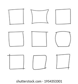 Vector set of hand drawn squares, squared frames collection, freehand drawings.